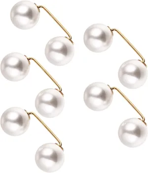 COHEALI 5pcs Adjustable Removable Cardigan Exposure Women Shirt Pearl Shawl Collar Pin Clothing Install Decorations Lapel Cufflinks Clips Anti- Metal Wedding Neckline, White, 3.5X1.5CM