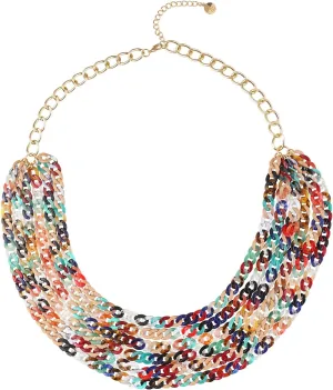 Coiris Exaggerated Layered Long Acrylic beads Necklace Fashion 6 Layer Oval Link Chain Necklace Wome
