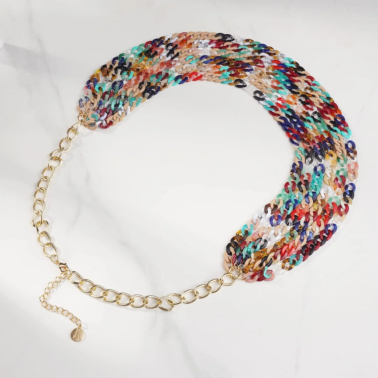 Coiris Exaggerated Layered Long Acrylic beads Necklace Fashion 6 Layer Oval Link Chain Necklace Wome