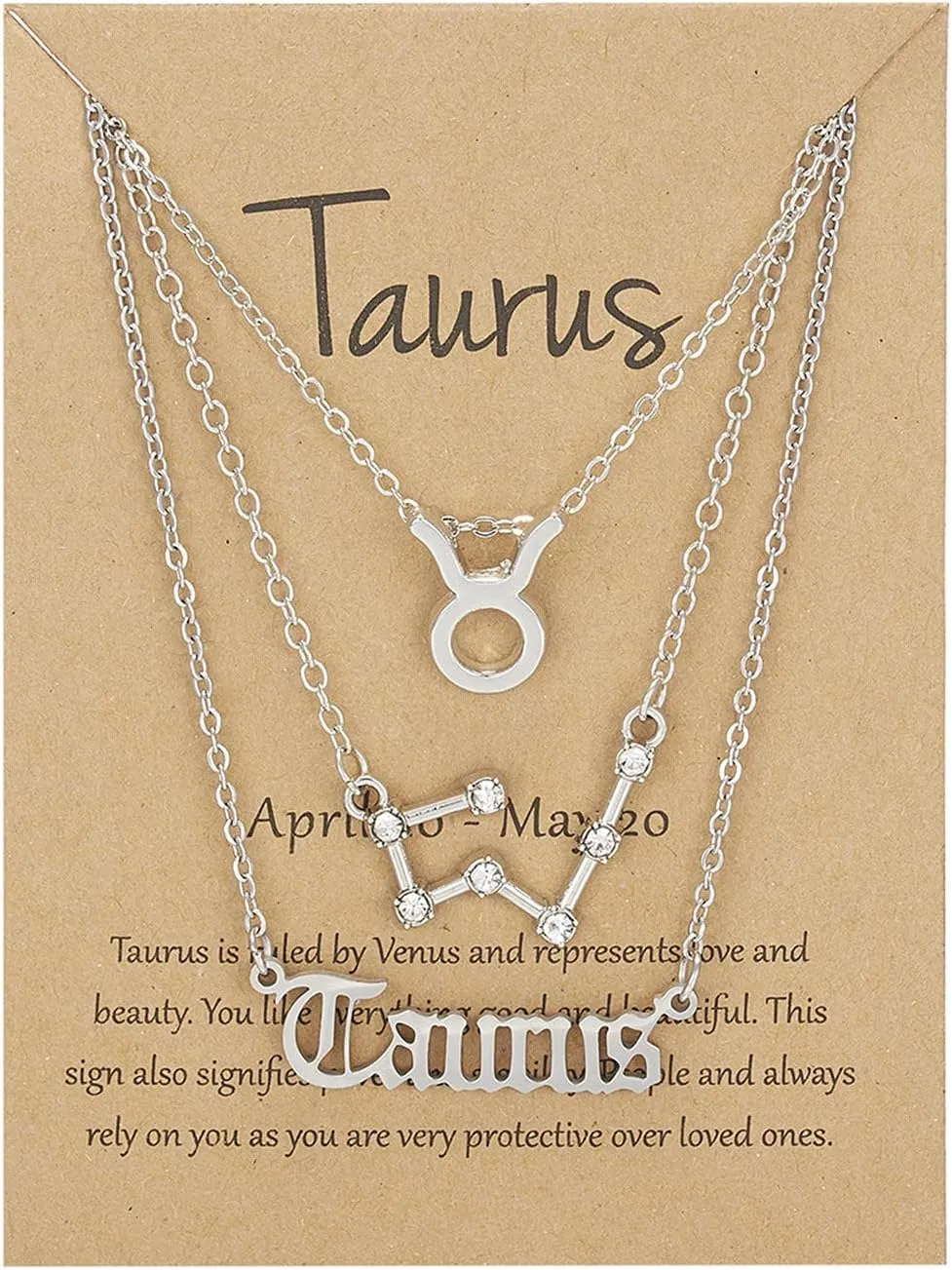 COLORFUL BLING 3Pcs 12 Constellation Zodiac Sign Layered Choker Necklaces Set Letter Astrology Horoscope with Message Card for Women Jewelry
