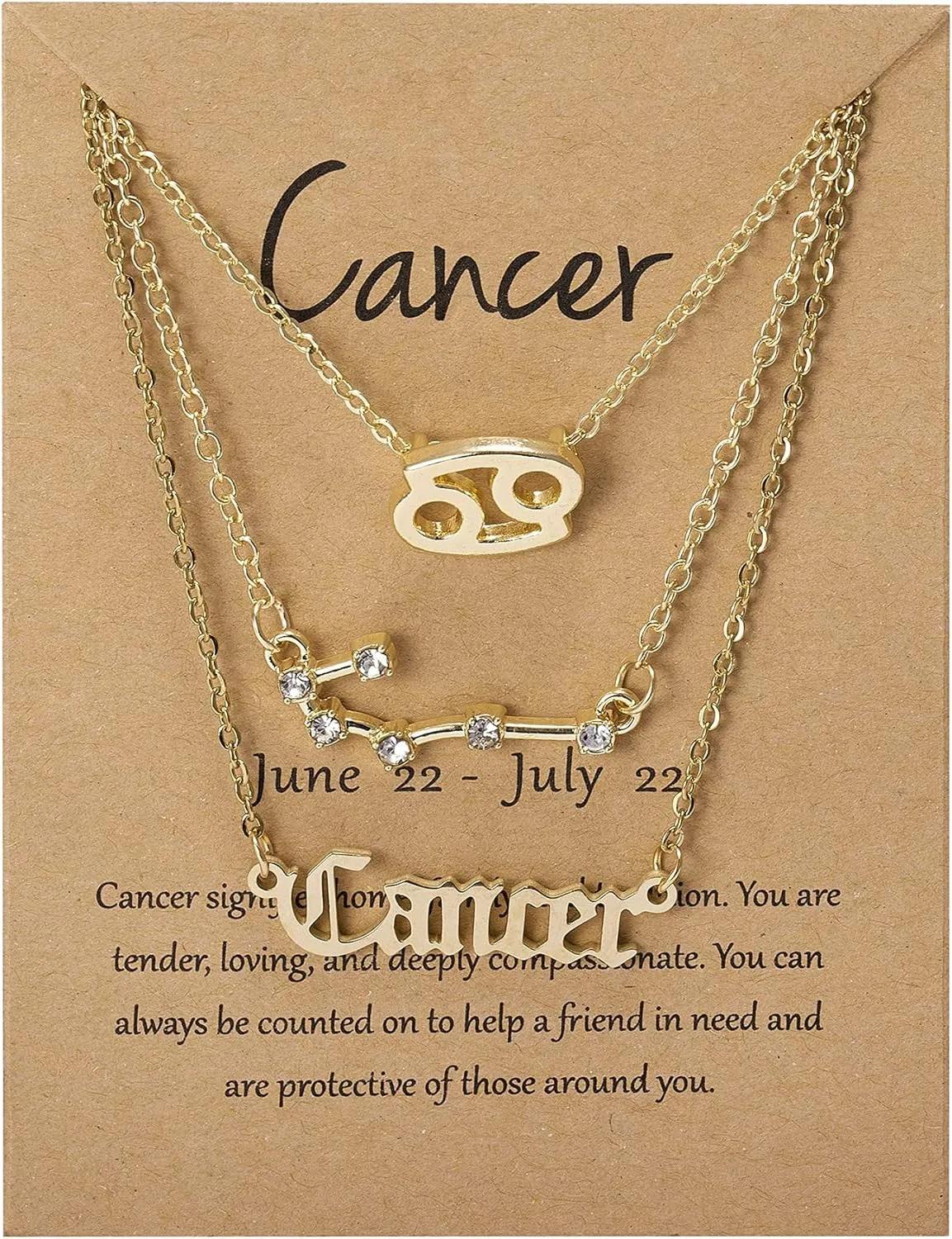 COLORFUL BLING 3Pcs 12 Constellation Zodiac Sign Layered Choker Necklaces Set Letter Astrology Horoscope with Message Card for Women Jewelry