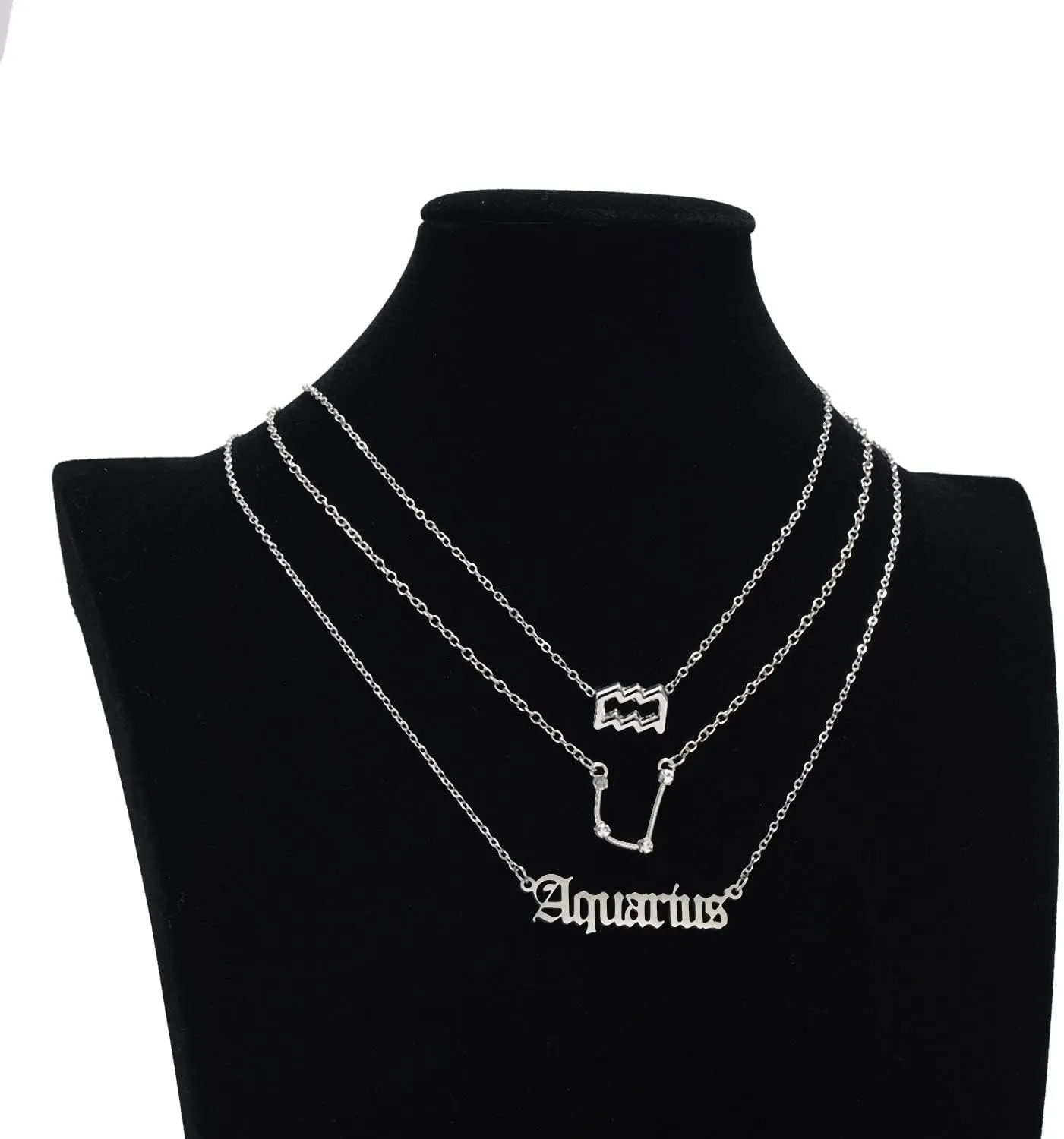 COLORFUL BLING 3Pcs 12 Constellation Zodiac Sign Layered Choker Necklaces Set Letter Astrology Horoscope with Message Card for Women Jewelry