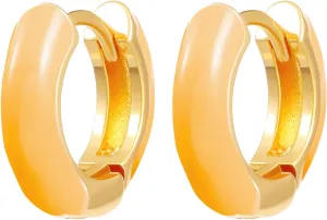 Colorful Enamel Small Hoop Earrings Gold Plated Bohemian Charm Pink Thick Mini Round Circle Tiny Huggie Hoop Earrings for Women Minimalist Birthday Christmas Prom Party Trendy Jewelry Gifts