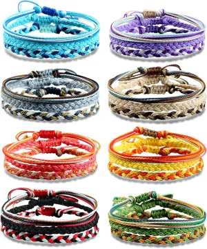 COLOYAN 24 Pieces String Bracelets for Women Adjustable Waterproof Boho Rope Bracelets Wave Surfer Friendship Bracelets Summer Beach Anklets Jewelry