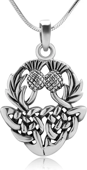 COMAT CRAFT Beautiful Scottish Thistly Cirsium Flower Scotland National Symbol Necklace 18"