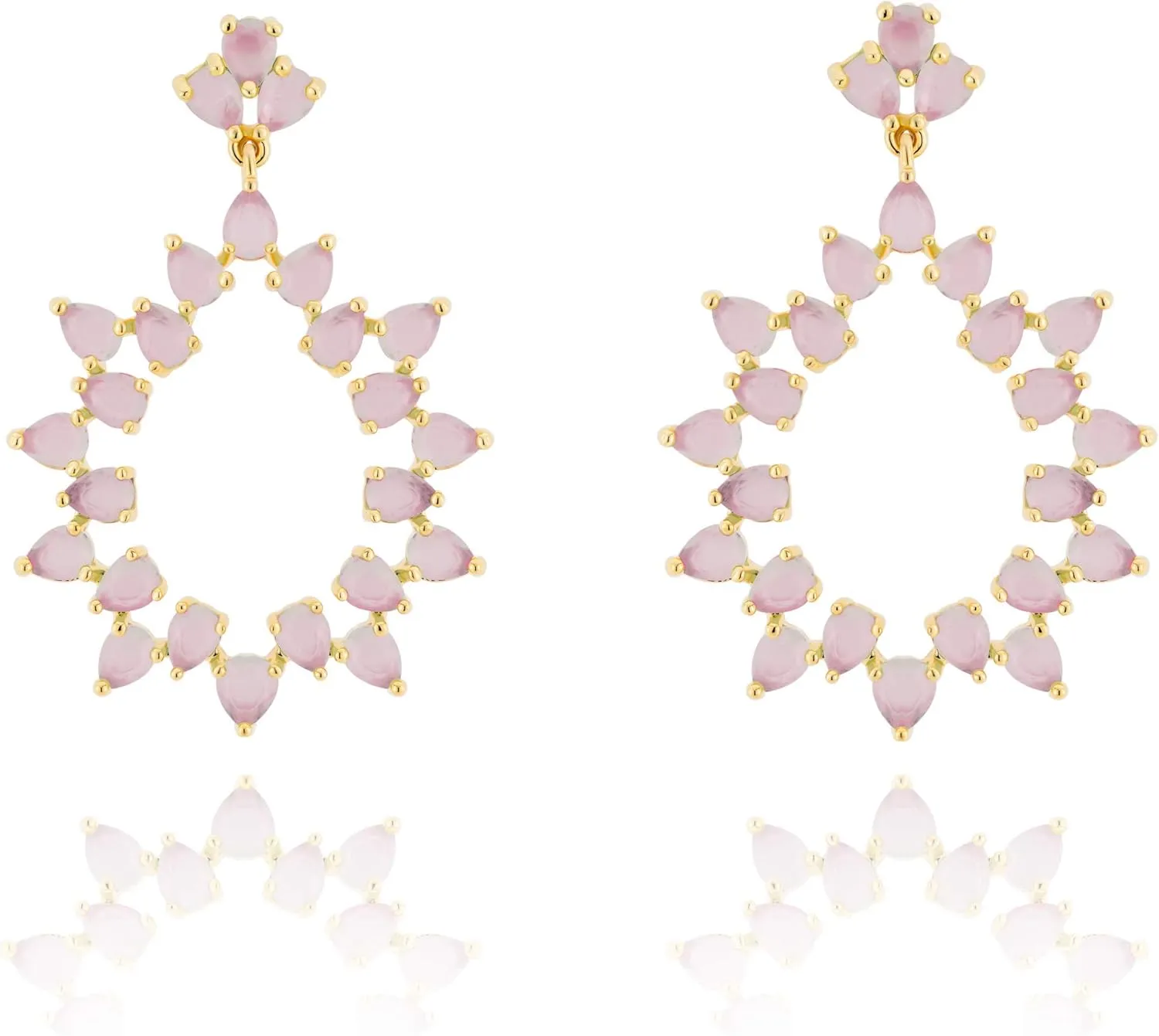 Concept8 Gold plated tear drop cubic zirconia earrings with 925 silver post