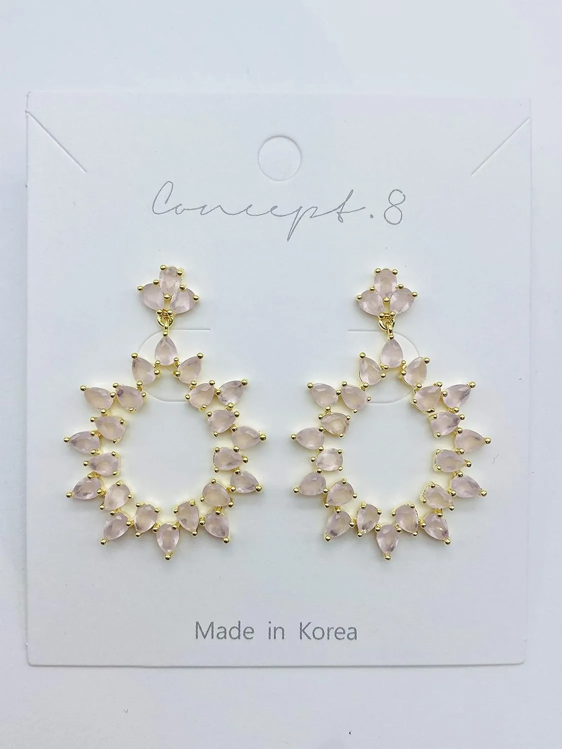 Concept8 Gold plated tear drop cubic zirconia earrings with 925 silver post