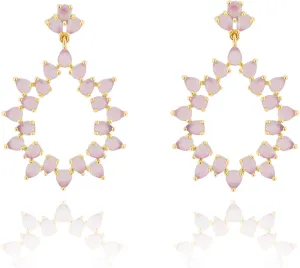 Concept8 Gold plated tear drop cubic zirconia earrings with 925 silver post