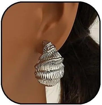 Conch Teardrop Earrings for Women Hypoallergenic Chunky Hoop Earrings Lightweight Waterdrop Teardrop Earrings Large Drop Earring Jewelry Gift