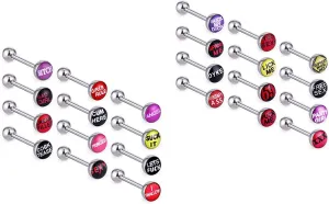 COTTVOTT Fancy Words Logo Tongue Rings Stainless Steel Barbells Ring Piercing Jewelry Set