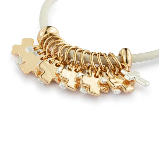 Cream Cross Giving Bracelet