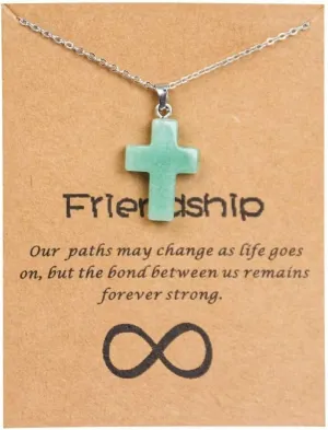 Cross Crystal Pendant Necklace Friend Gifts Natural Stone Stress Relief Inspirational Protection Cross Charms Christian Choker for Men Women Friendship Jewelry