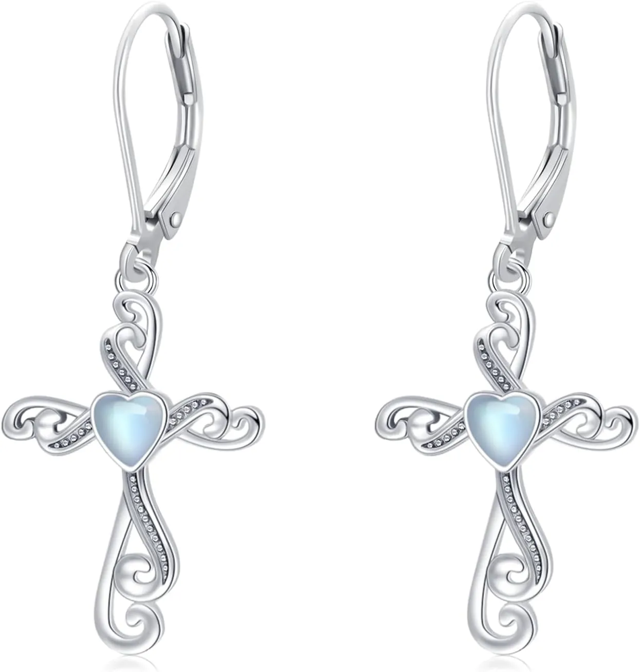 Cross Earrings for Women 925 Sterling Silver Cross Leverback Dangle Earrings Religious Cross Jewelry Gifts Birthday Christmas for Women Girls