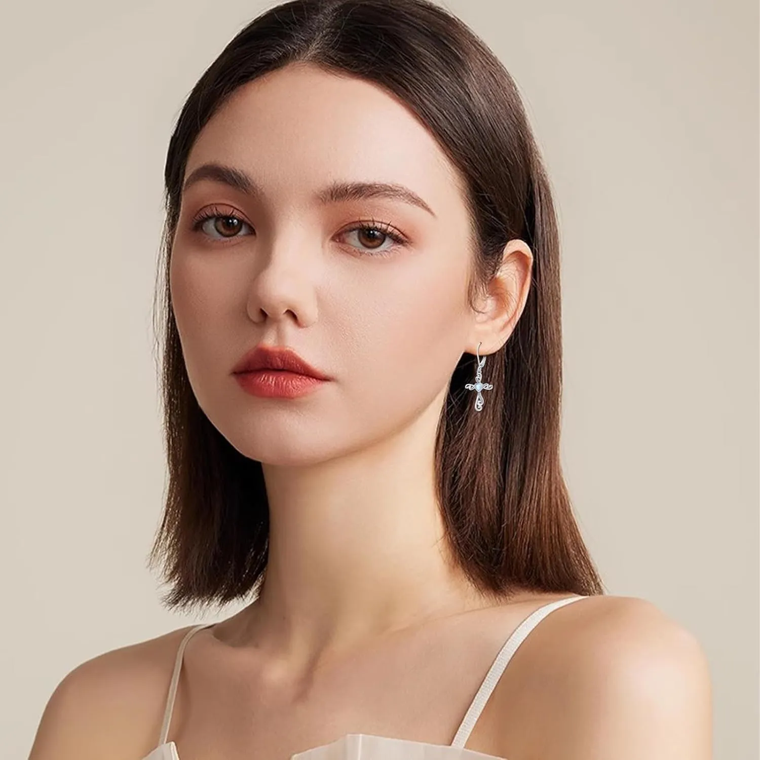 Cross Earrings for Women 925 Sterling Silver Cross Leverback Dangle Earrings Religious Cross Jewelry Gifts Birthday Christmas for Women Girls