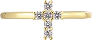 Cross Faith Christian Cubic Zirconia Band Rings for Women Girls 18K Gold Filled Lightweight Stackable Simple CZ Ladies Ring Dainty Religious Jewelry
