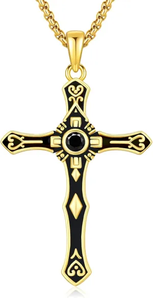 Cross Necklace for Women Men,Crucifix Necklaces 925 Sterling Silver Jesus Cross Pendant Vintage Patron Saint Medals Amulet Protection Religious Faith Trendy Dainty Jewelry Gifts