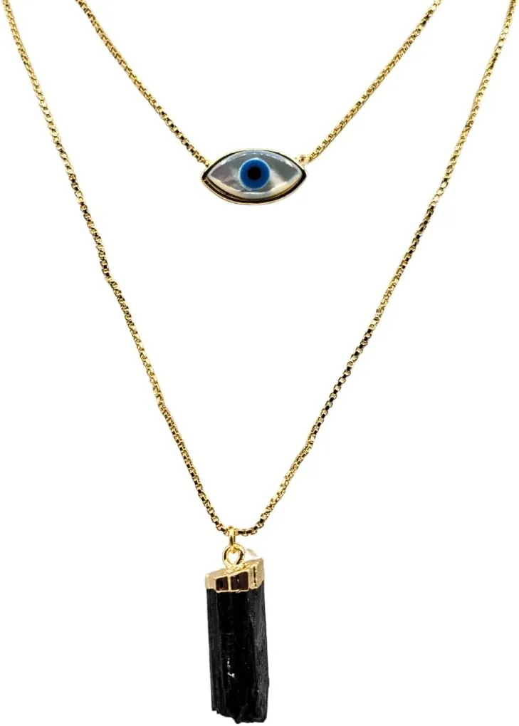 Crystal Joys Evil Eye Black Tourmaline Y Necklace
