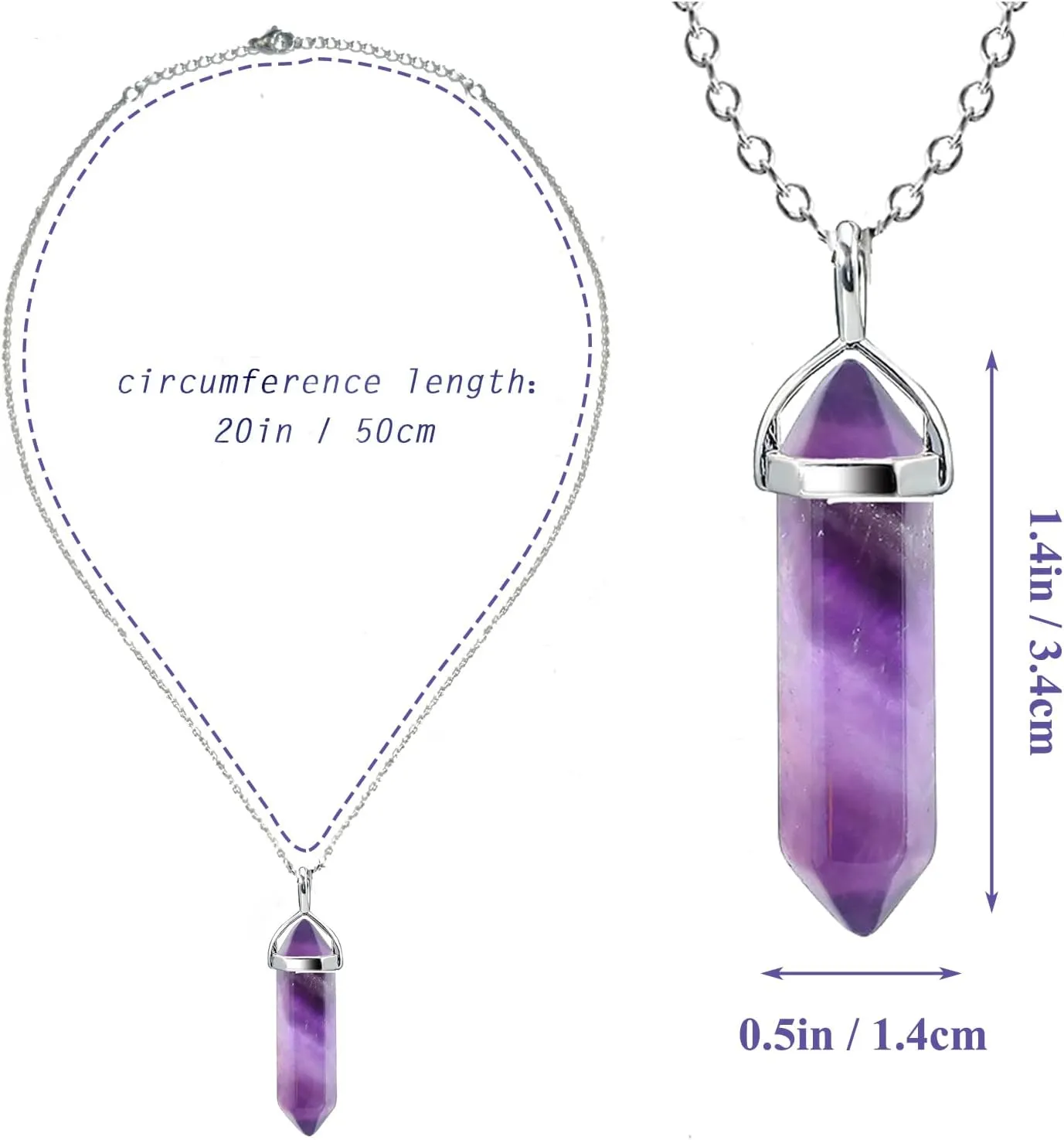 Crystal Necklaces for Women, Hexagon Crystal Point Pendant Necklace, Healing Crystal Stone Necklace for Mother's Day Gift