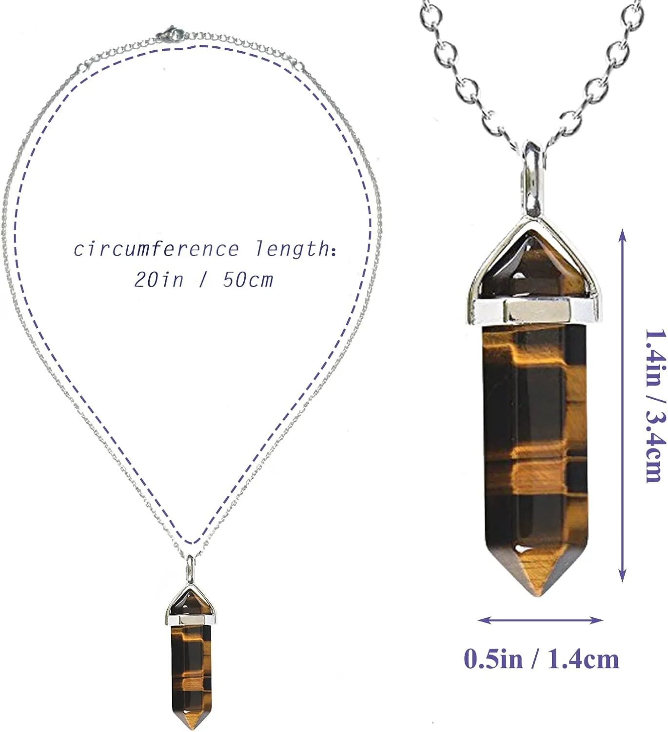 Crystal Necklaces for Women, Hexagon Crystal Point Pendant Necklace, Healing Crystal Stone Necklace for Mother's Day Gift