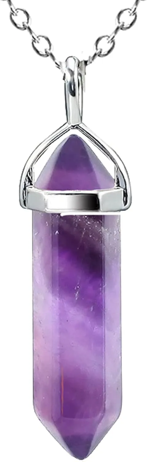 Crystal Necklaces for Women, Hexagon Crystal Point Pendant Necklace, Healing Crystal Stone Necklace for Mother's Day Gift