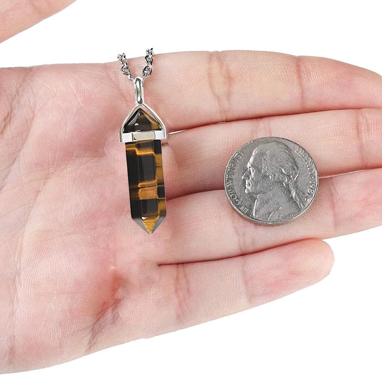 Crystal Necklaces for Women, Hexagon Crystal Point Pendant Necklace, Healing Crystal Stone Necklace for Mother's Day Gift