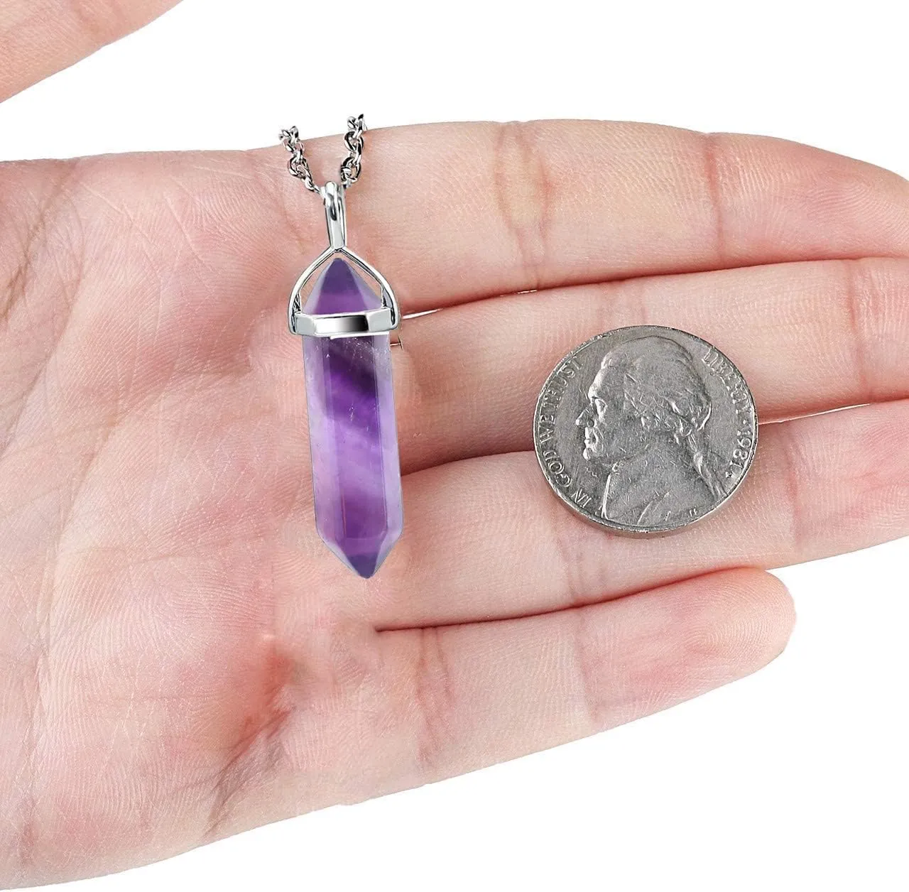 Crystal Necklaces for Women, Hexagon Crystal Point Pendant Necklace, Healing Crystal Stone Necklace for Mother's Day Gift