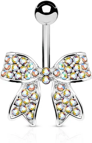 Crystal Paved Ribbon 316L Surgical Steel WildKlass Belly Button Navel Rings