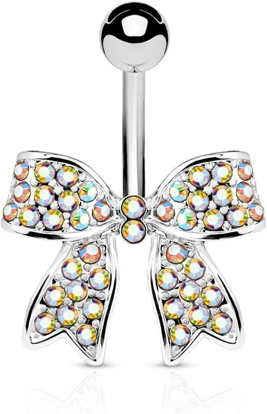 Crystal Paved Ribbon 316L Surgical Steel WildKlass Belly Button Navel Rings
