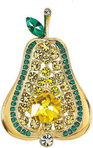 Crystal Pear Brooch pin, Fruit Brooch pin,Sweet brooch,Suit Stud, Shirt Studs, Lapel Pin for women for menDainty Christmas Wedding Birthday Holiday Jewelry Unisex Clothing Accessories