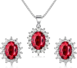 Cubic Zirconia Earrings and Necklace Set for Women 14K White Gold Plated Bridesmaid Jewelry Set for Women Silver Pendant Necklace Hypoallergenic Stud Earrings Set Jewellery Gift for Mom Wife Bride Bridesmaid