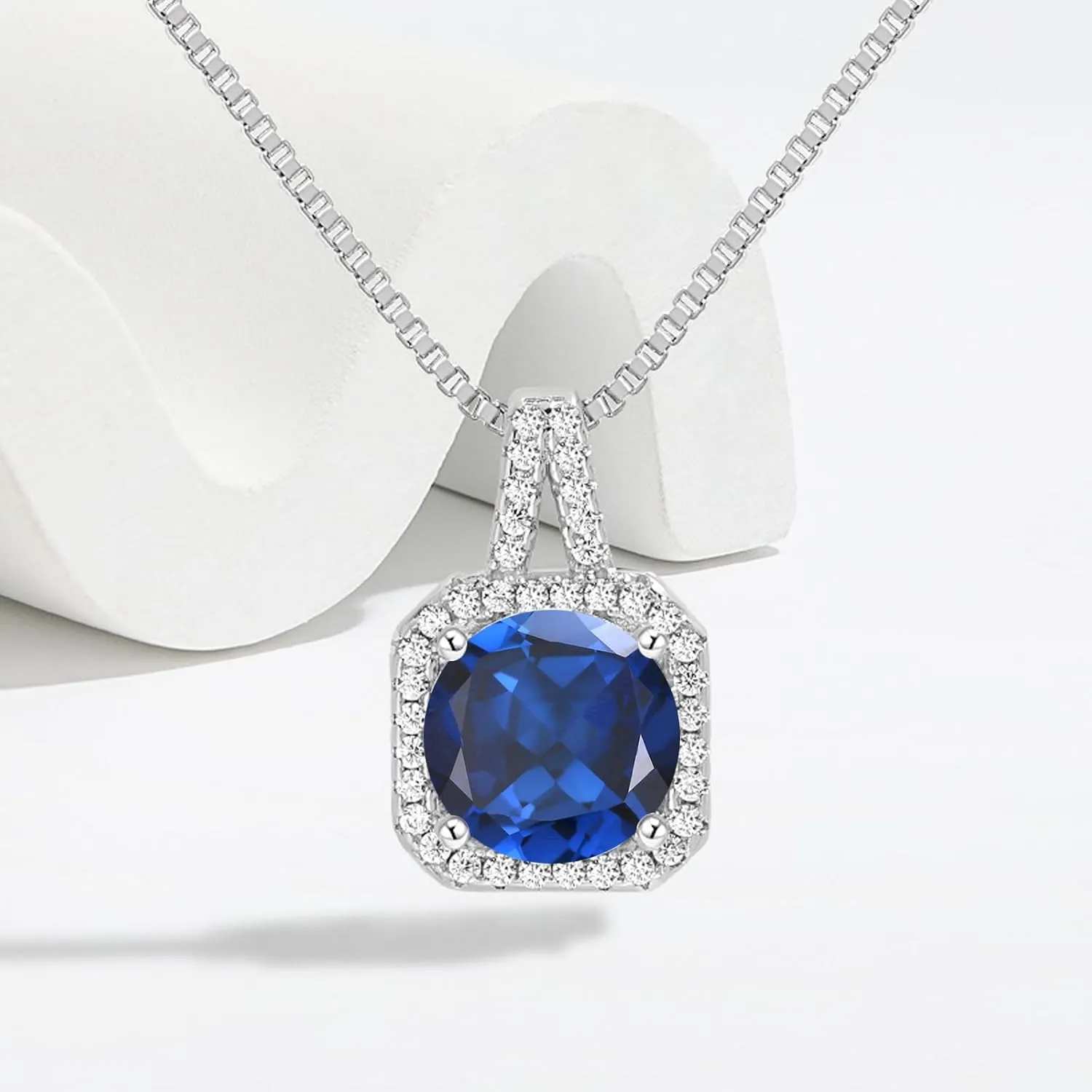 Cubic Zirconia Earrings and Necklace Set for Women 14K White Gold Plated Bridesmaid Jewelry Set for Women Silver Pendant Necklace Hypoallergenic Stud Earrings Set Jewellery Gift for Mom Wife Bride Bridesmaid