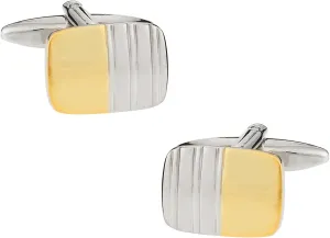 Cuff-Daddy Shiny Two-Tone Gold and Silver Tone Cufflinks with Presentation Box