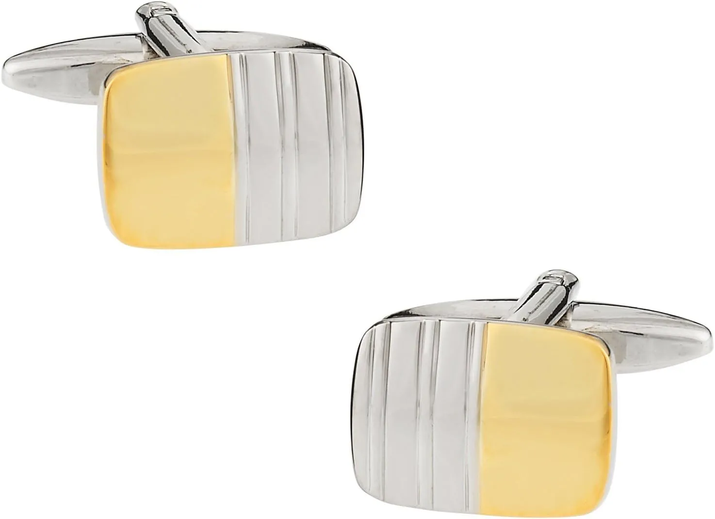 Cuff-Daddy Shiny Two-Tone Gold and Silver Tone Cufflinks with Presentation Box