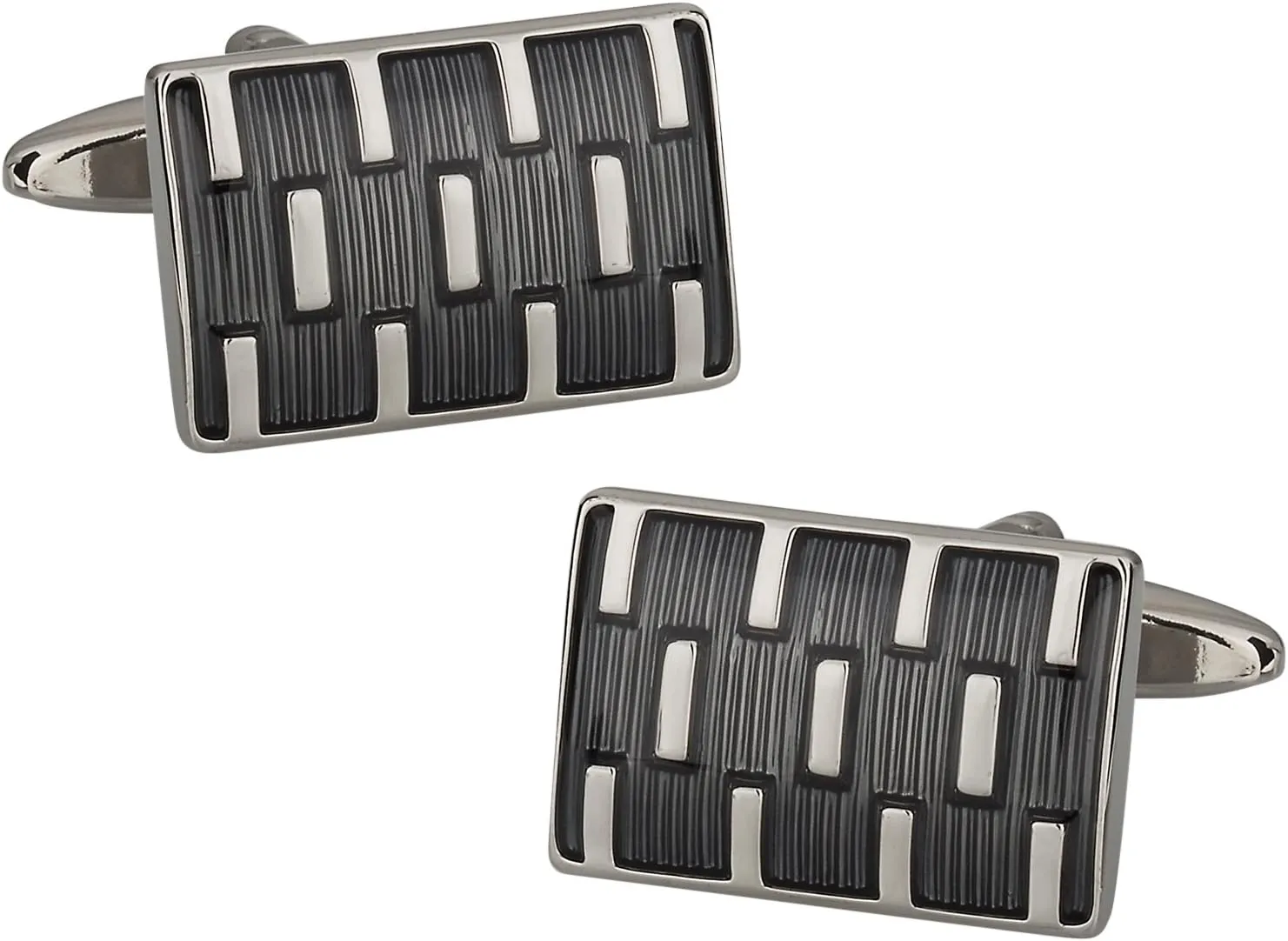 Cuff-Daddy Unique Gray Enamel Square Cufflinks with Presentation Box