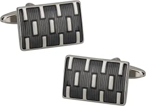 Cuff-Daddy Unique Gray Enamel Square Cufflinks with Presentation Box
