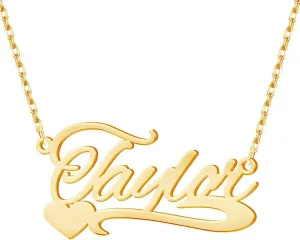 Custom Name Necklace Personalized with Heart, Customized Nameplate Necklace Dainty Jewelry Gift for Women, Mother