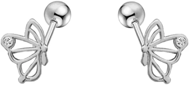 Cute 16g Butterfly CZ Tiny Small Cartilage Tragus Barbell Stud Earrings for Women Teen Stainless Steel Silver 14K Gold Plated Minimalist Animal Hypoallergenic Piercing Post Screw Back Fashion Jewelry Gifts Daughter Her Bff Birthday