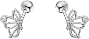 Cute 16g Butterfly CZ Tiny Small Cartilage Tragus Barbell Stud Earrings for Women Teen Stainless Steel Silver 14K Gold Plated Minimalist Animal Hypoallergenic Piercing Post Screw Back Fashion Jewelry Gifts Daughter Her Bff Birthday