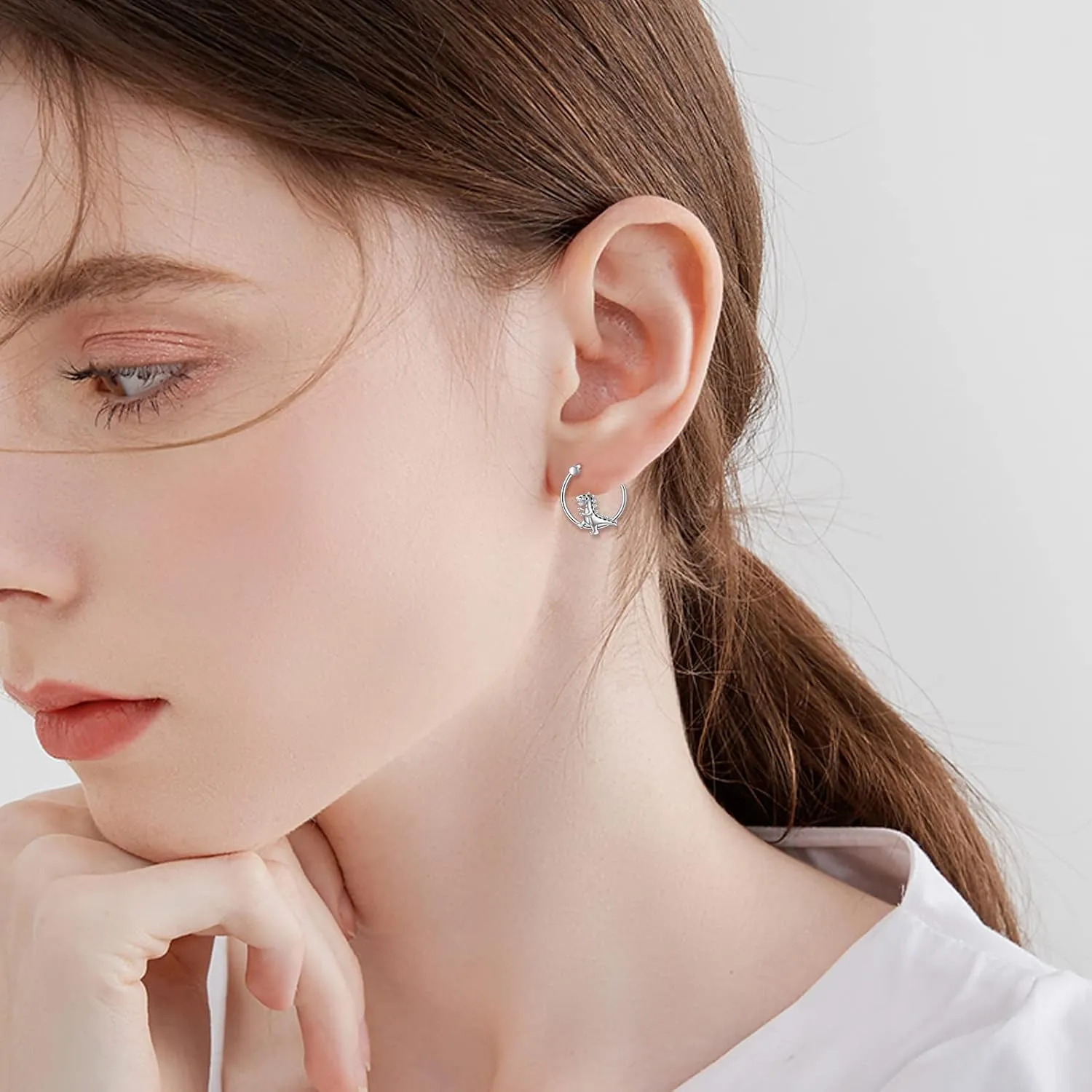 Cute Animal Hoop Earrings 925 Sterling Silver Mermaid / Hamster / Cow /Pig / Highland Cow / Hedgehog / Dinosaur / Bee / French Bulldog / Giraffe / Elephant / Ladybug / Celtic Huggie Hoop Earrings Animal Jewellery Gifts for Women Girls
