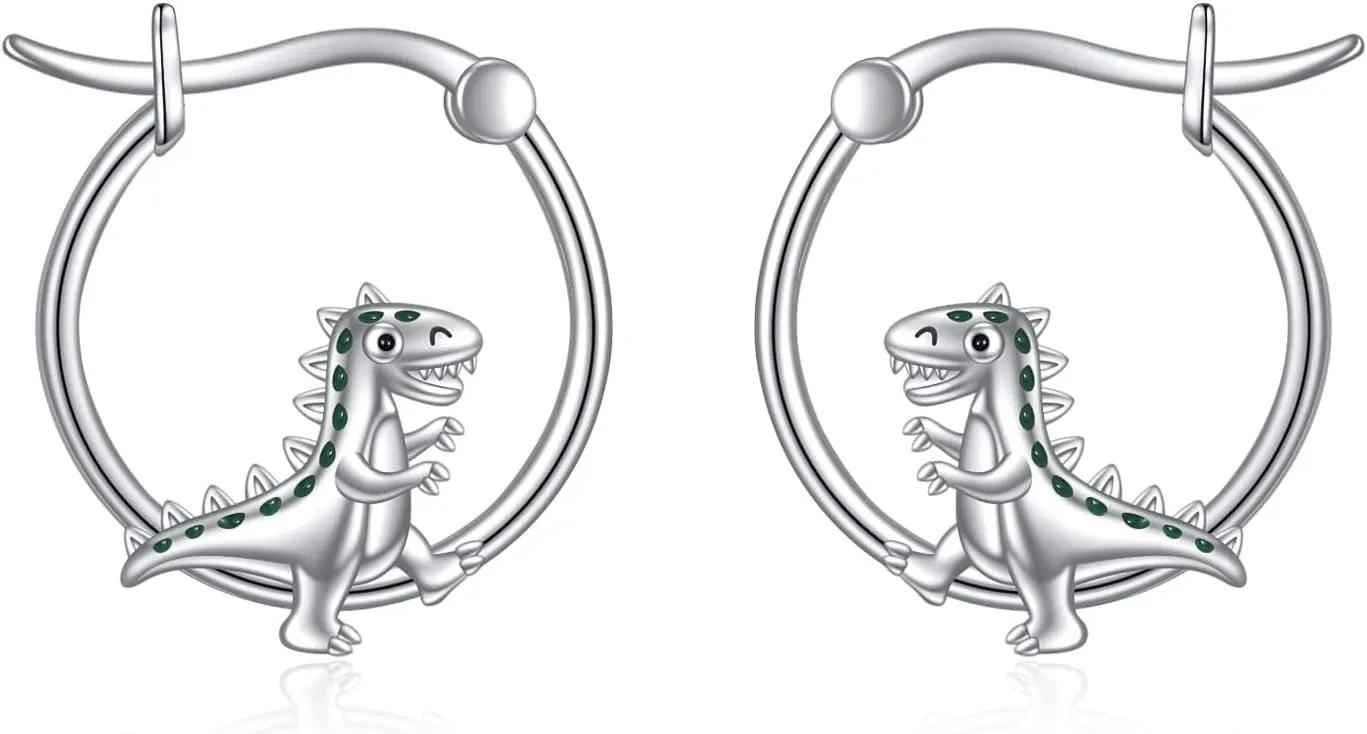 Cute Animal Hoop Earrings 925 Sterling Silver Mermaid / Hamster / Cow /Pig / Highland Cow / Hedgehog / Dinosaur / Bee / French Bulldog / Giraffe / Elephant / Ladybug / Celtic Huggie Hoop Earrings Animal Jewellery Gifts for Women Girls