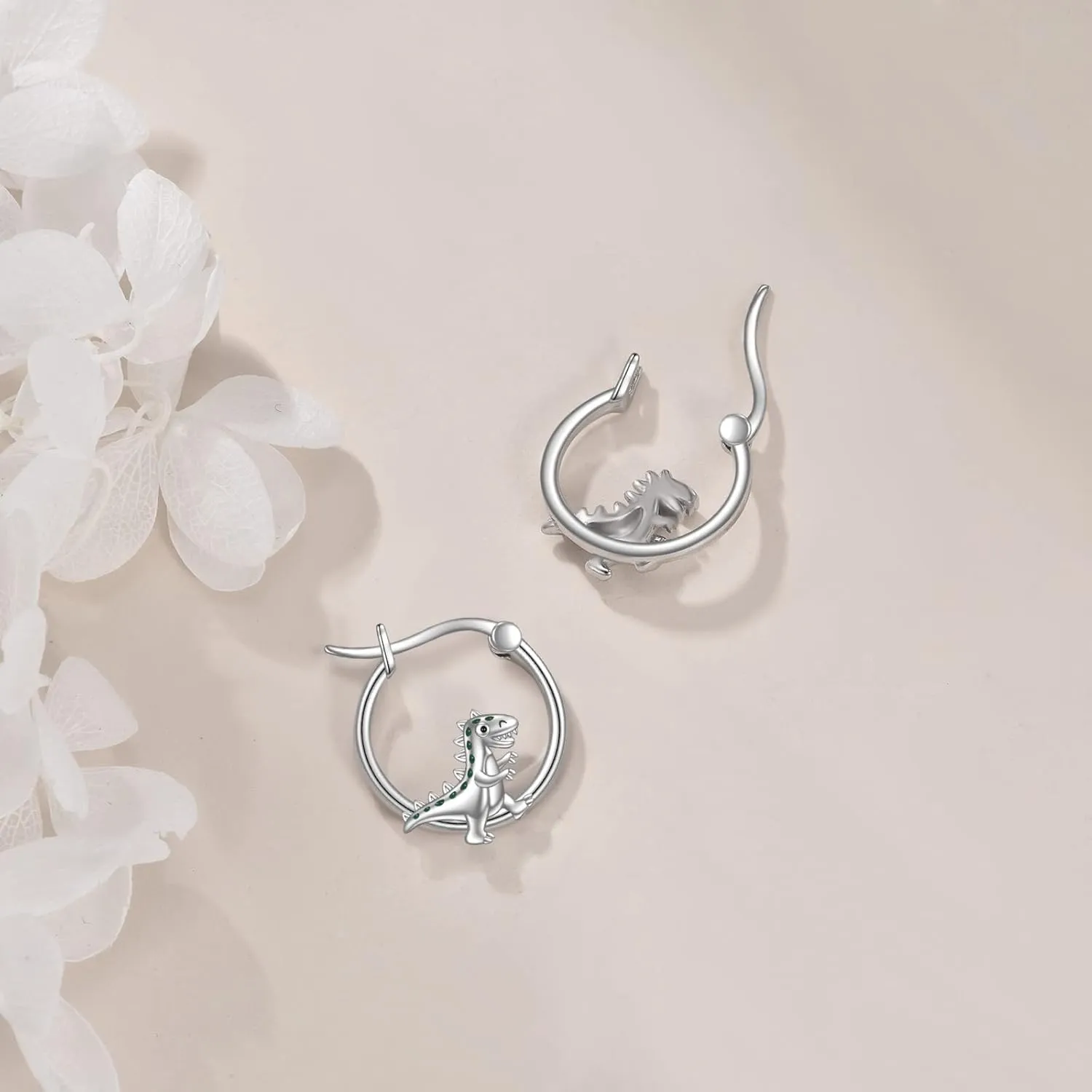 Cute Animal Hoop Earrings 925 Sterling Silver Mermaid / Hamster / Cow /Pig / Highland Cow / Hedgehog / Dinosaur / Bee / French Bulldog / Giraffe / Elephant / Ladybug / Celtic Huggie Hoop Earrings Animal Jewellery Gifts for Women Girls