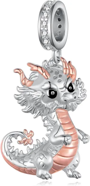 Cute Animals Charms 925 Sterling Silver Highland Cow/Dachshund/Dragon/Axolotl/Pug Charms for Bracelets Cute Animals Jewelry Highland Cow Jewelry Gifts for Women