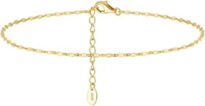 Cute Anklets for Women, Sterling Silver Anklet Bracelet Chain Boho Jewelry for Women Anklets Gold