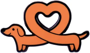 Cute Dachshund Enamel Pin Funny Love Heart Shape Dachshund Dog Brooch Lapel Pin Unique Animal Pet Dog Badge Pins for Backpacks Clothes Accessories Gift