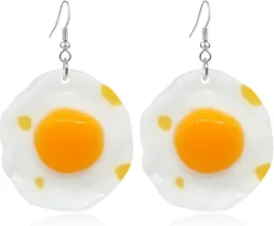 Cute Fried Egg Dangle Earrings Funny Food Poached Egg Earrings for Women Girls Foodies Lover Kitchen Cooking Statement Jewelry Gifts