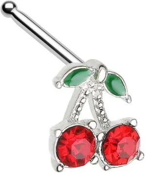 CZ Cherry Cherries Bling Gem Nose Stud Ring