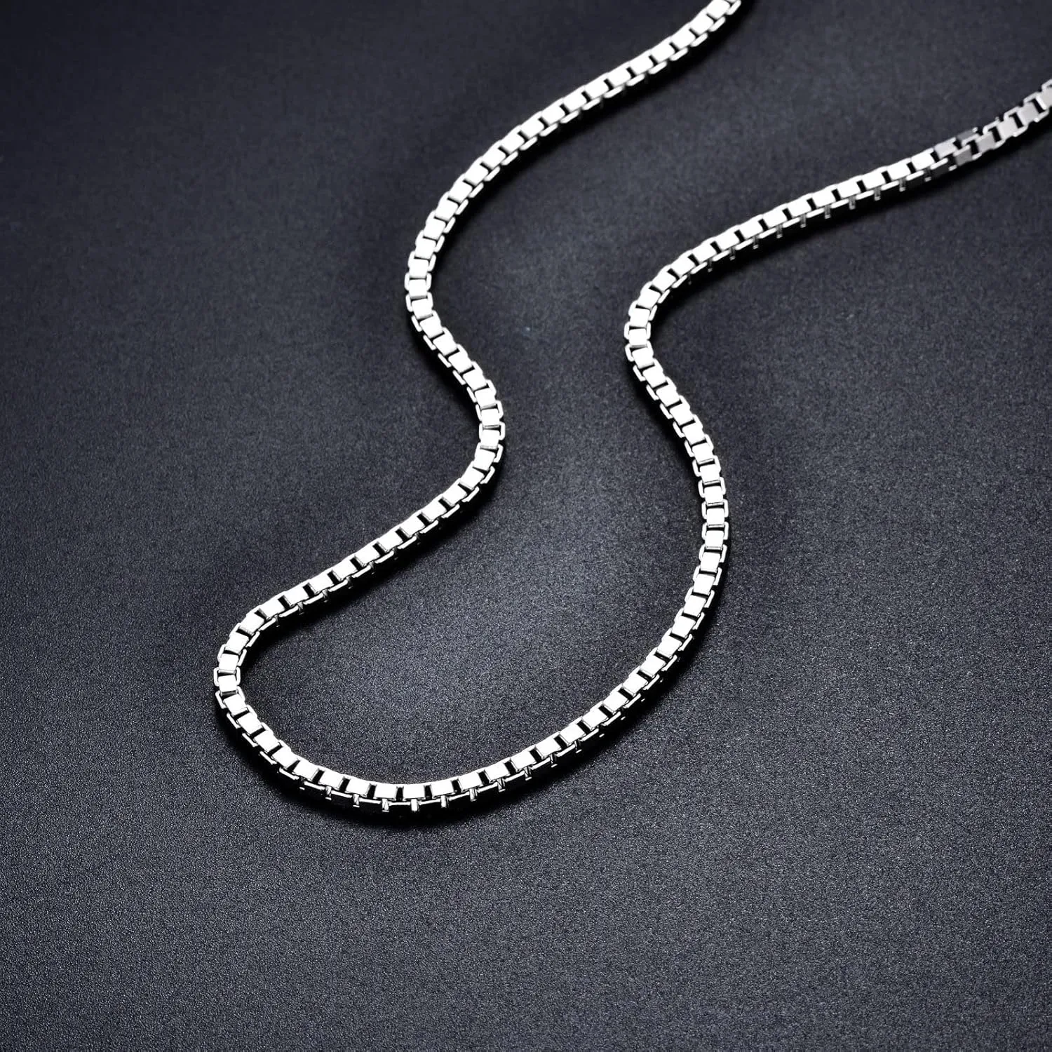 Dacc & Aya Authentic 925 Sterling Silver Box Chain for Men & Women Diamond Cut Sterling Silver Square Box Chain with Lobster-Claw Clasp, Sturdy and Shiny 1.5/2/3mm, 16-26 Inch