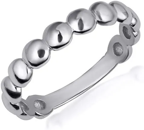 Dainty 925 Sterling Silver 2.1 mm Beaded Style Classical Simple Plain Statement Ring for Women, Available in Sizes 4-12