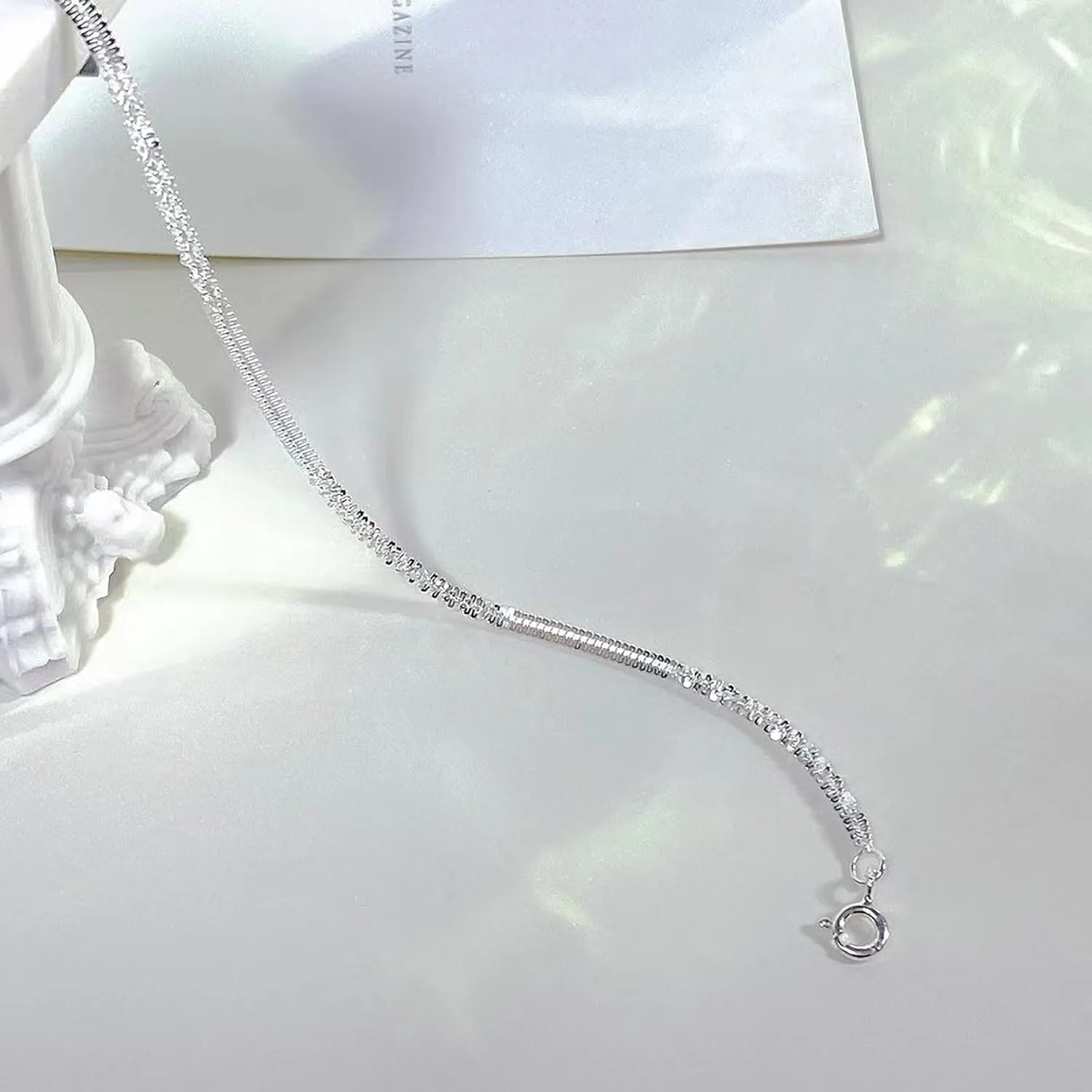 Dainty Shiny 925 Sterling Silver Bracelets for Women 14K Gold Plated Simple Twist Rope Chain Bracelet Minimalist Adjustable Link Charm Bracelet Jewelry Birthday Gifts for Mom