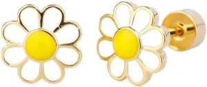 Daisy Flower Cartilage Helix Tiny Stud Earrings for Women Girls Men Stainless Steel Enamel Flowers Tragus Screw Flat Back Sleeper Studs Earring Cute Birthday Jewelry Gifts 18G